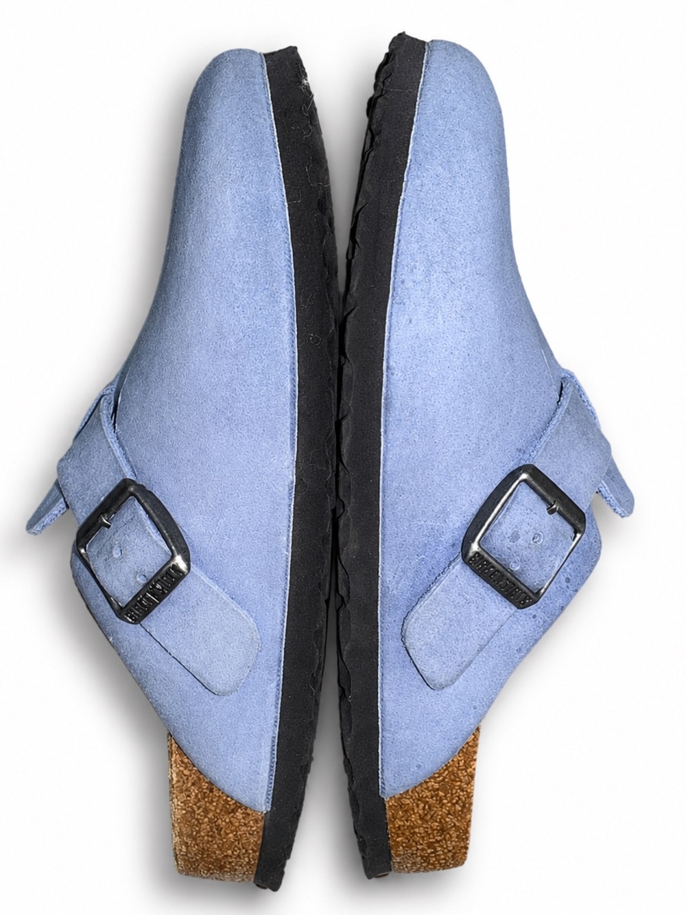 Birkenstock Elemental Blue Boston clogs suede slip ons size 8